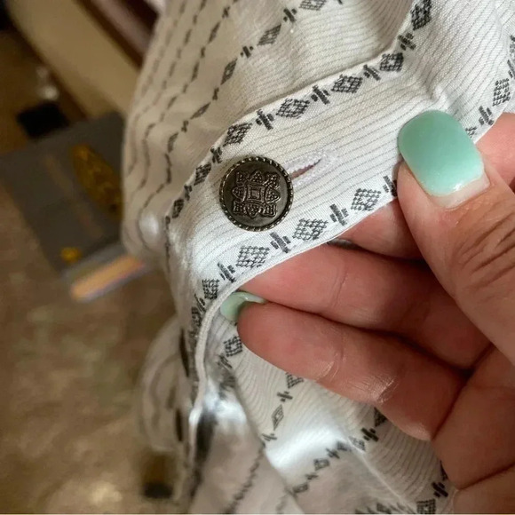 Palo Duro Vintage Western Shirt Button Down Striped White Black 100% Cotton: L - Picture 3 of 13